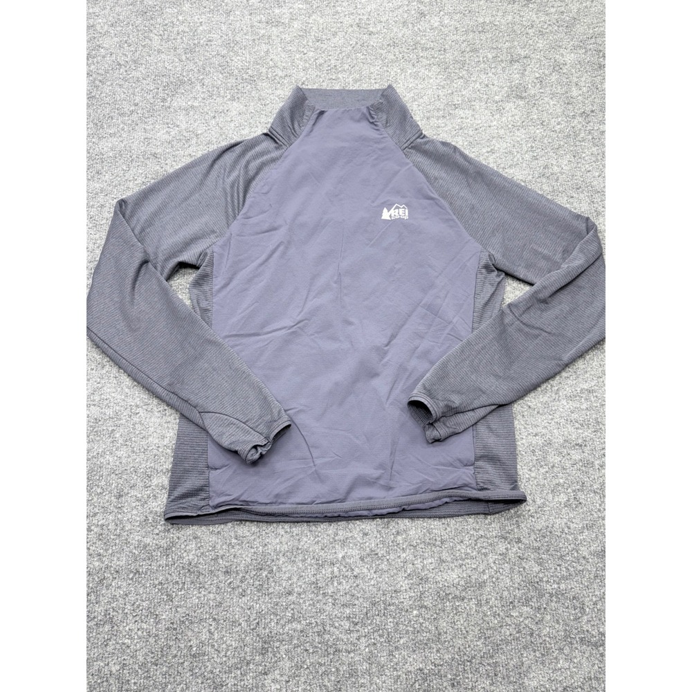 REI Co-op Womens Gray Waffle Knit Hybrid Performance Mock Neck Top Small